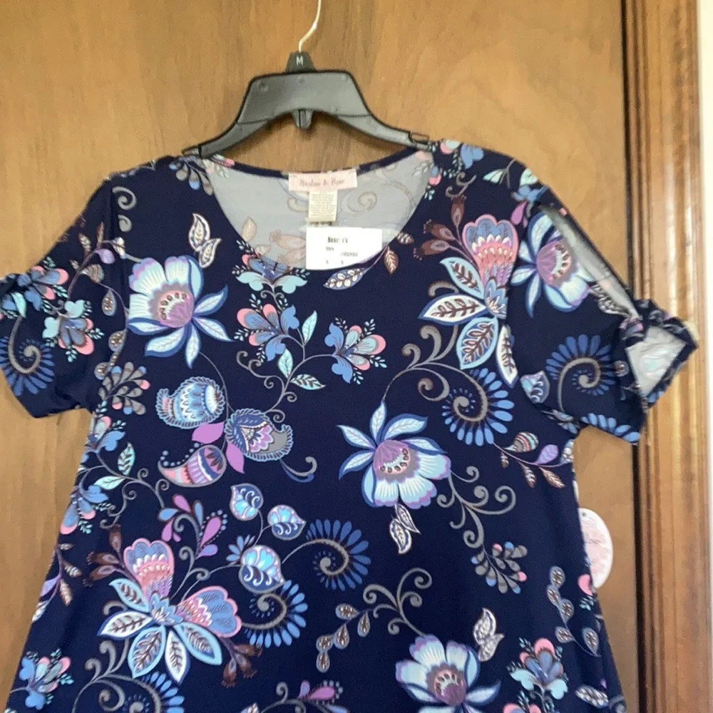 Harlow & Rose dress floral print pullover soft with stretch casual boho M - Picture 5 of 17
